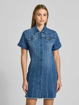 Sukienka denimowa z postrzępionym brzegiem i listwa guzikowa Liu Jo White
