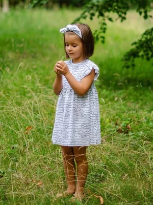 Sukienka dla dziewczynki biała z motywem morskim i opaską Nicol