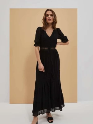 Sukienka długa z krótkim rękawem czarna Moodo