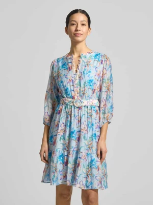 Sukienka do kolan we wzorze na całej powierzchni z paskiem Christian Berg Woman Selection