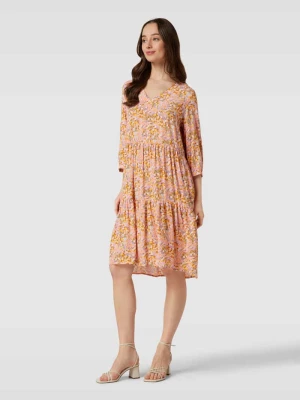 Sukienka do kolan z wiskozy w kwiatowy wzór montego