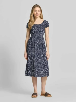 Sukienka do kolan z wiskozy we wzór na całej powierzchni Apricot