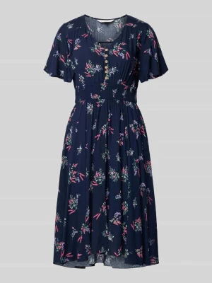 Sukienka do kolan z wiskozy z dekoltem w serek Apricot