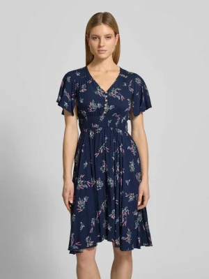 Sukienka do kolan z wiskozy z dekoltem w serek Apricot