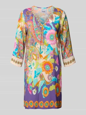 Sukienka do kolan z wiskozy z kołnierzem z lamówką Emily Van den Bergh