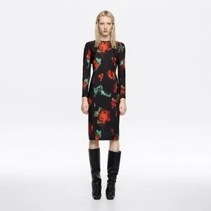 Sukienka dopasowana maxi suwak Ribbon Roses czarna BIMBA Y LOLA