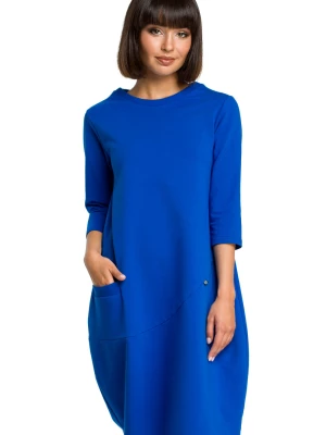 Sukienka dresowa bombka oversize z kieszonką z przodu niebieska Be Active