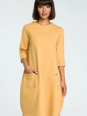 Zdjęcie produktu Sukienka dresowa bombka oversize z kieszonką z przodu niebieska Sukienki.shop