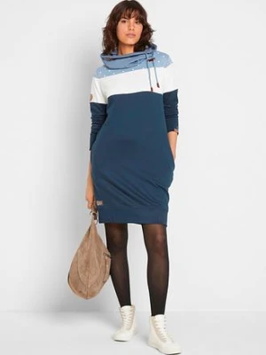 Sukienka dresowa z dużym kołnierzem bonprix