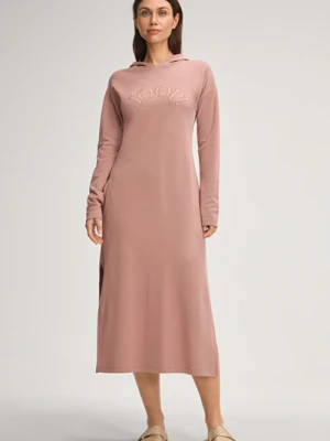 Sukienka dresowa z kapturem w kolorze różowym Joop