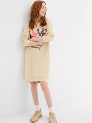Sukienka dresowa z kapturem z czystej bawełny organicznej bonprix
