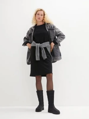 Sukienka dresowa z rękawami balonowymi i rozcięciem bonprix