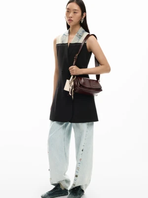 Sukienka dwumateriałowa kopertowa Desigual