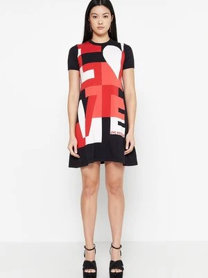 Sukienka dzianinowa LOVE MOSCHINO czerwony