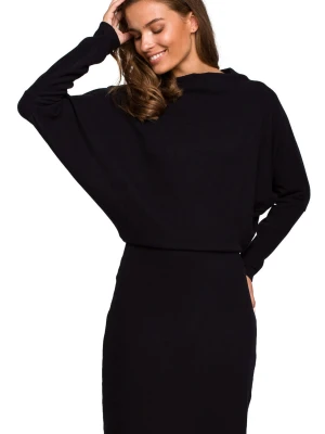 Sukienka dzianinowa ołówkowa z nietoperzową górą ceglasta Stylove