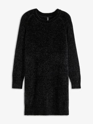 Sukienka dzianinowa oversize z szenili BonPrix czarny