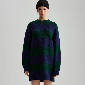 Sukienka dzianinowa w paski z okrągłym dekoltem House