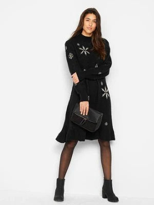 Sukienka dzianinowa w płatki śniegu bonprix