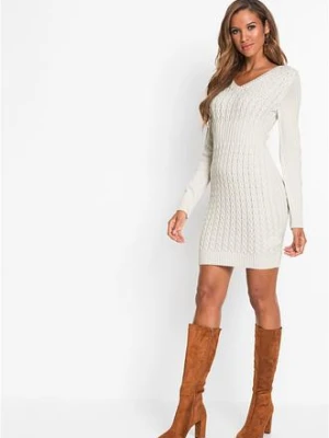 Sukienka dzianinowa we wzór w warkocze bonprix