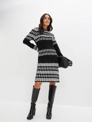 Sukienka dzianinowa żakardowa oversized bonprix
