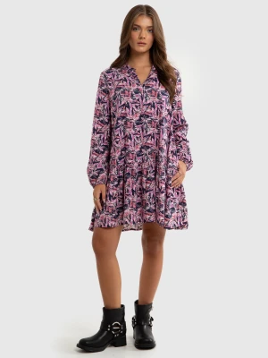 Sukienka dziewczęca wiskozy z motywem kwiatowym Poluna 000 BIG STAR