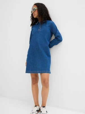 Sukienka dżinsowa o trapezowym kroju z bawełną organiczną bonprix