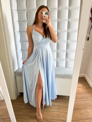 Elegancka maxi sukienka błękitna matowa maxi Scarlet2 PERFE