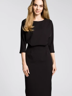 Sukienka elegancka midi kimonowa góra i dopasowany dół czarna Moe
