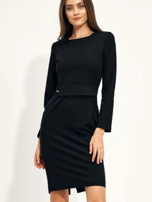 Sukienka elegancka ołówkowa dopasowana czarna długi rękaw Nife