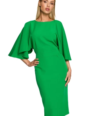 Sukienka elegancka ołówkowa z szerokimi rękawami zielona z pelerynką Sukienki.shop