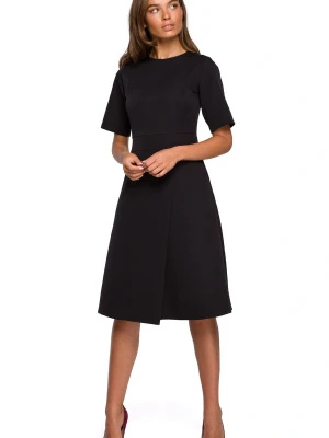 Sukienka elegancka trapezowa z asymetrycznym dołem czarna Stylove