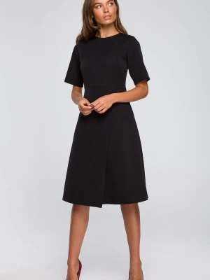 Sukienka elegancka trapezowa z asymetrycznym dołem czarna Stylove
