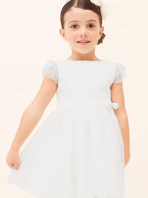 Sukienka elegancka z haftem dla dziewczynki Mayoral - biała