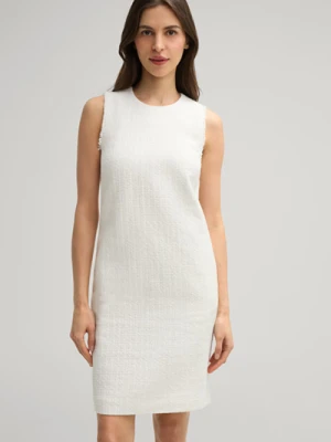 Sukienka etui z tkaniny pętelkowej, w kolorze złamanej bieli Joop