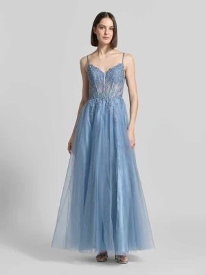 sukienka gorsetowa z haftami i głębokim dekoltem na plecach LUXUAR FASHION