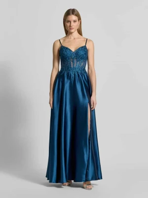 sukienka gorsetowa z hafty i obszycie ozdobnymi kamieniami luxuar