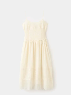 Sukienka haftowane detale złamana biel - Kobieta - - MANGO