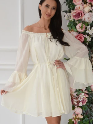 Sukienka hiszpanka boho rozkloszowana ecru Mimmi Cocomoda.pl - odzież damska, sukienki, buty, dodatki