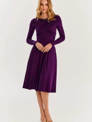 Sukienka infinity midi z długim rękawem Purple Rain XS NAOKO