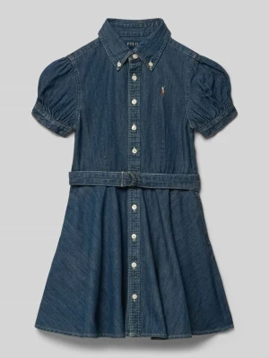 Sukienka jeansowa taliowana z czystej bawełny Polo Ralph Lauren Teens