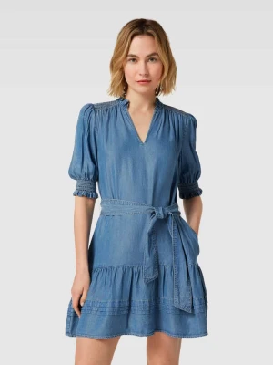 Sukienka jeansowa z lyocellu z wiązanym paskiem model ‘JESOLA’ Lauren Ralph Lauren