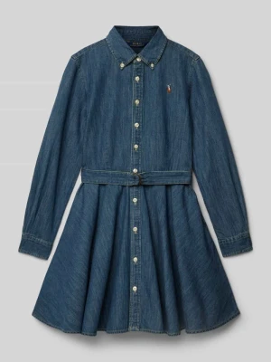 Sukienka jeansowa z wyhaftowanym logo Polo Ralph Lauren Teens
