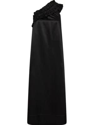 Sukienka jedno ramie z falbankami, czarna Copenhagen Muse