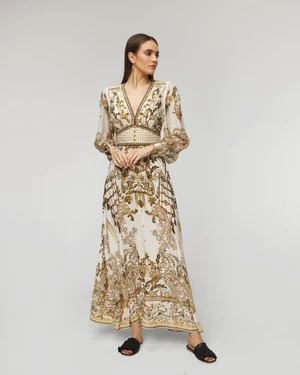 Sukienka jedwabna Camilla Button Dress W/ Shaped Waistband