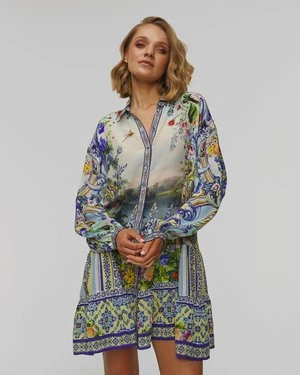 Sukienka Jedwabna Damska Camilla Long Sleeve Tiered Short