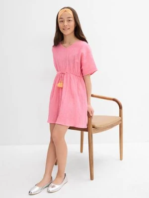 Sukienka kaftanowa z fakturowanego, kreszowanego materiału bonprix