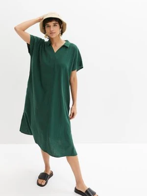 Sukienka kaftanowa z przewiewnej mieszanki lnu i wiskozy bonprix