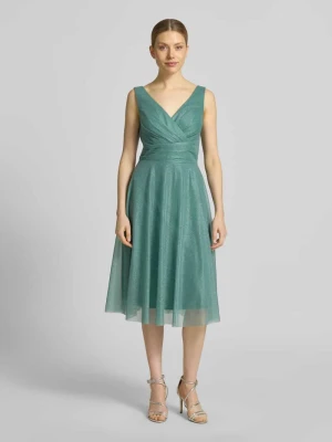 Sukienka koktajlowa do kolan z dekoltem w serek TROYDEN COLLECTION