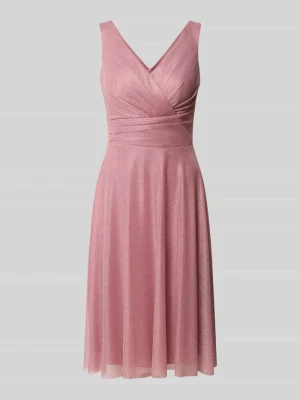 Sukienka koktajlowa do kolan z dekoltem w serek TROYDEN COLLECTION