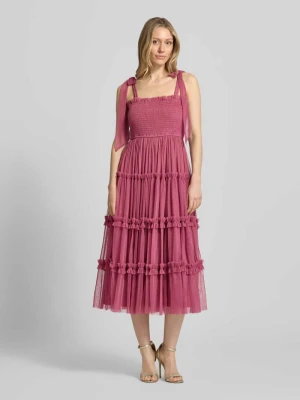 Sukienka koktajlowa do kolan z detale z marszczonego detalu Lace & Beads